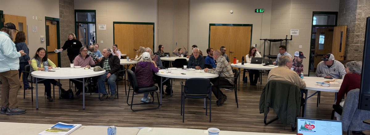 Attendees gathering for our annual open meeting. Courtesy Carolyn Collins Petersen.