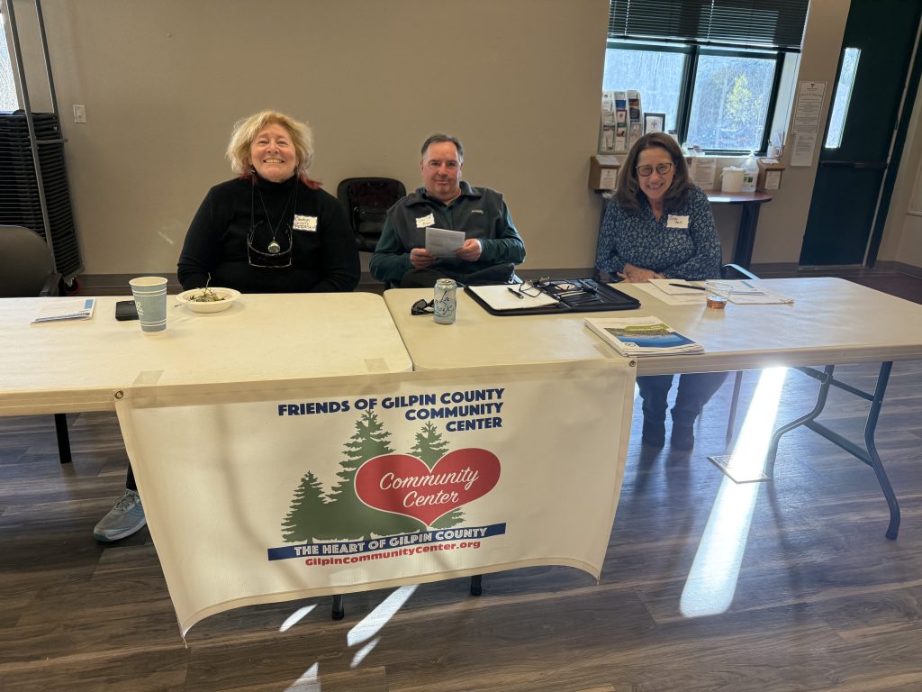 FGCCC Officers Carolyn Collins Petersen, John Bryan, and Susan Yeck. Courtesy Gilpin County Parks & Recreation.
